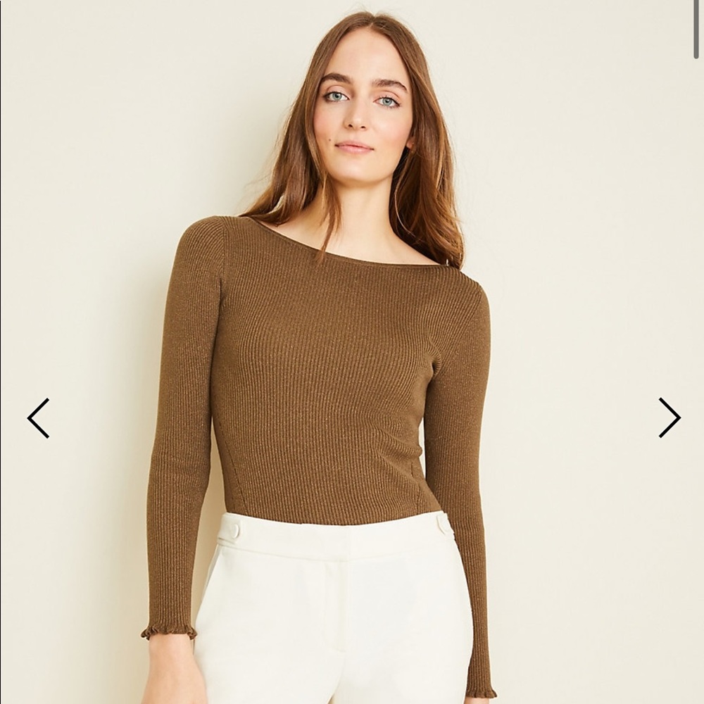 Shimmer boatneck perfect pullover Metallic Bronze